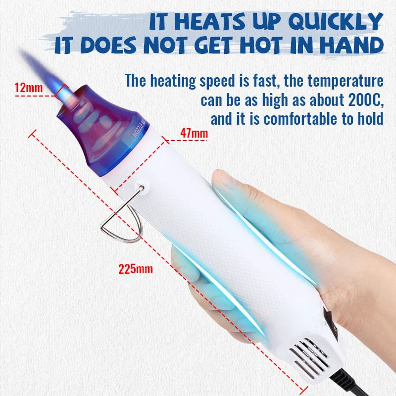 Heat Gun Small - ホットエアガン 220V はんだ付け温度調整機能付きブロワーガン DIYクラフト用電動ホットドライヤー ヒートガン ミニ