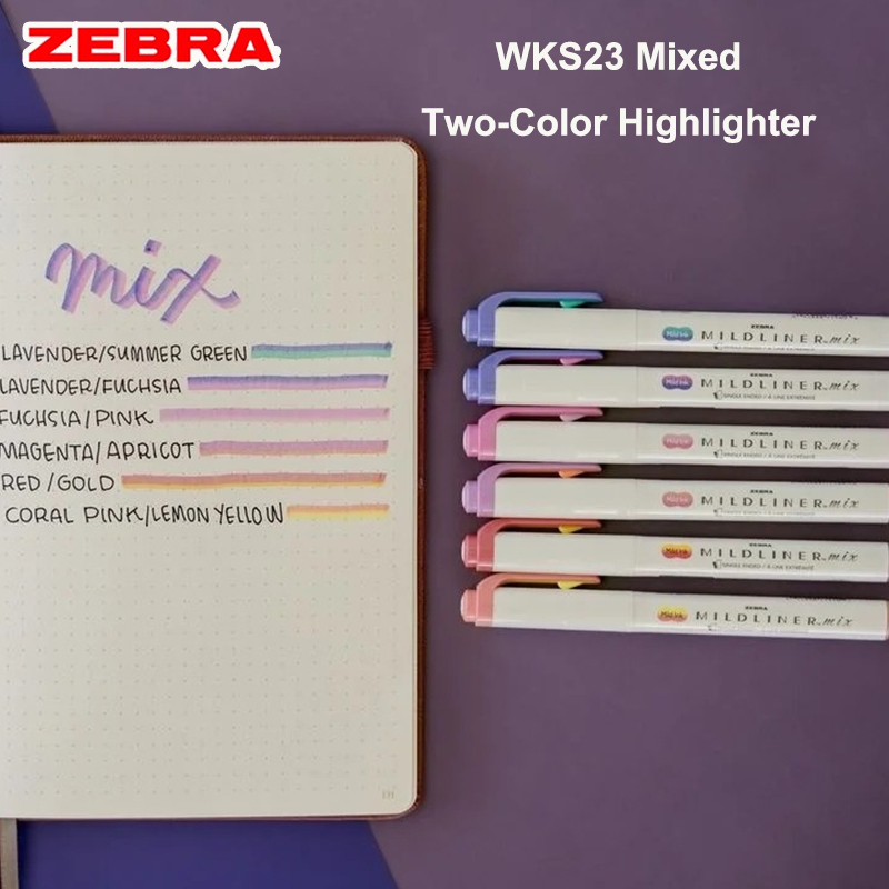 Zebra Pen Mildliner - 日本ゼブラ マイルドライナー ミックス デュアルカラー ハイライターペン WKS23