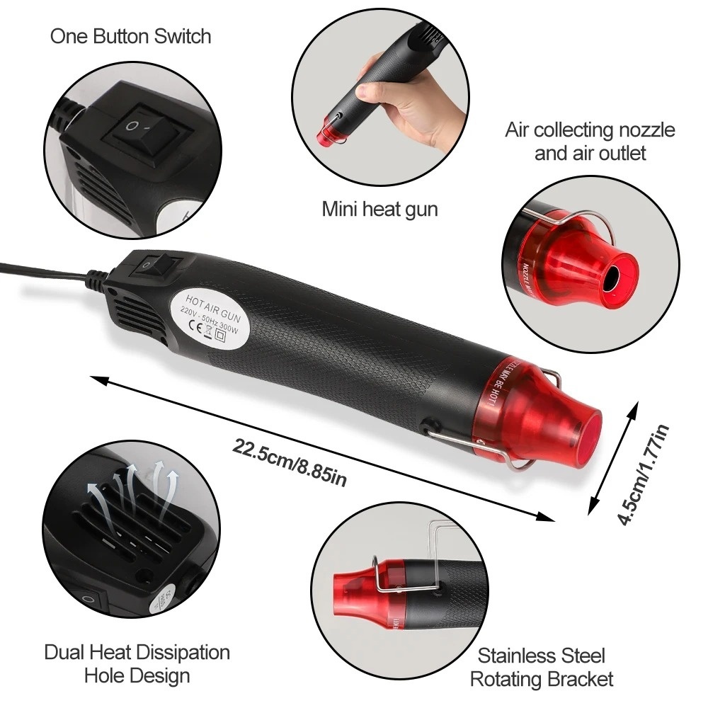 220V/110V対応、温度調節可能な小型ヒートガン。収縮チ - Heat Gun Small のレビューと価格