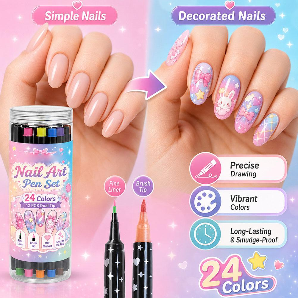 12本セットのデュアルチップネイルアートペン、24色のDIY - Copic Marker Sketch のレビューと価格