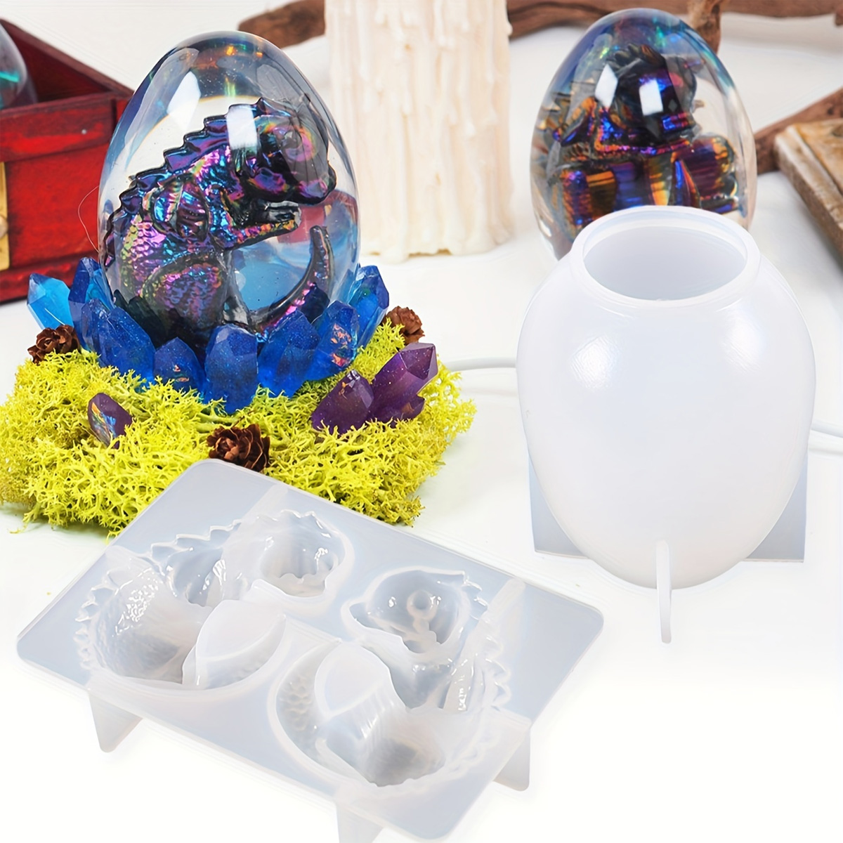 シリコンドラゴンエッグ型、2個セット、恐竜の卵樹脂鋳造型、D - Resin Craft Ideas のレビューと価格